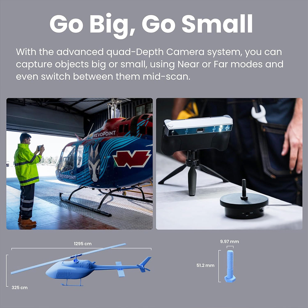 Revopoint MIRACO 3D Scanner with 16GB RAM, 0.02mm High Precision, 15fps Scanning Speed, 8K Color Capture, 180° Rotating Screen, 9-axis IMU, 2K HD Picture, Single-shot & Continuous Mode, Standable Design, for Small to Large Objects