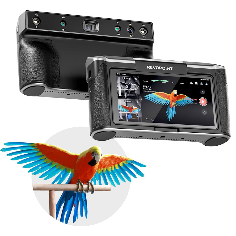 Revopoint MIRACO Pro 3D Scanner with 32GB RAM, 0.02mm High Precision, 15fps Scanning Speed, 8K Color Capture, 180° Rotating Screen, 9-axis IMU, 2K HD Picture, Single-shot & Continuous Mode, Standable Design, for Small to Large Objects