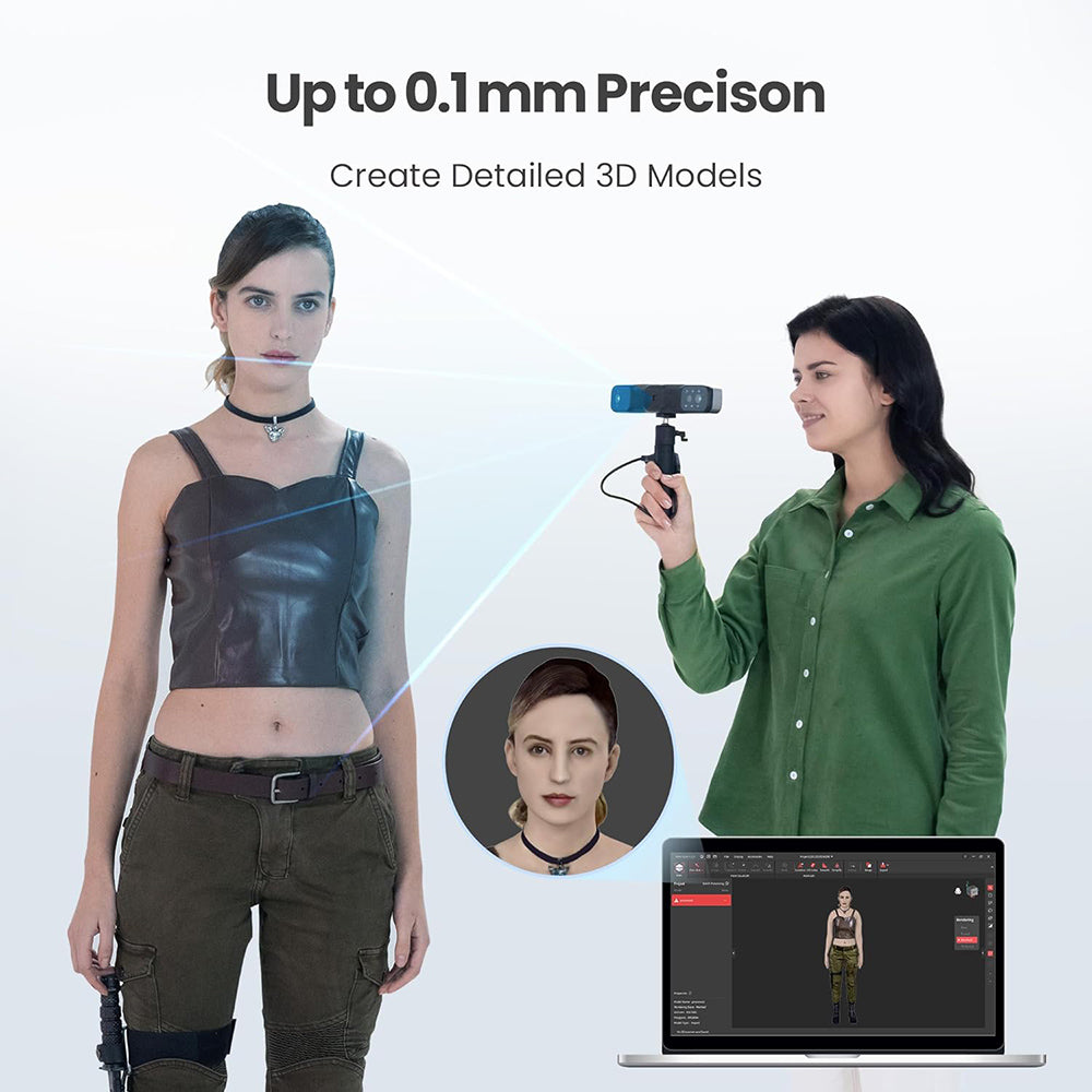 Revopoint RANGE 2 3D Scanner, 0.1mm Precision, 2MP Resolution, Up to 16fps Scanning Speed, 400-1300mm Working Distance, 4 Flash LEDs, IMU Motion Tracking, Supports Body Face/Large Objects & Win/Android/iOS/macOS