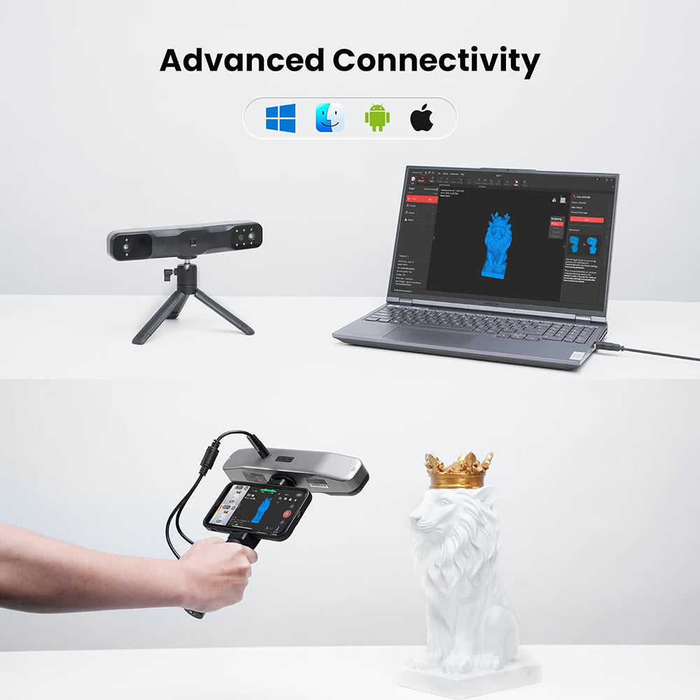 Revopoint RANGE 2 3D Scanner, 0.1mm Precision, 2MP Resolution, Up to 16fps Scanning Speed, 400-1300mm Working Distance, 4 Flash LEDs, IMU Motion Tracking, Supports Body Face/Large Objects & Win/Android/iOS/macOS