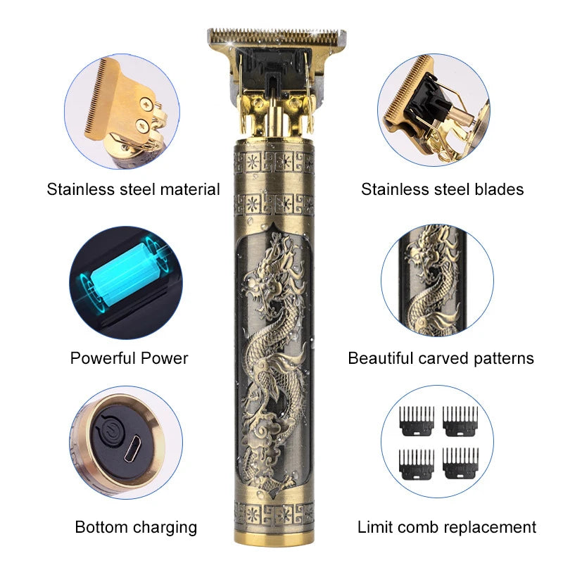 Cortadora de pelo eléctrica profesional inalámbrica por USB, recortadora de barba profesional, kit de corte de pelo, máquina cortadora de pelo