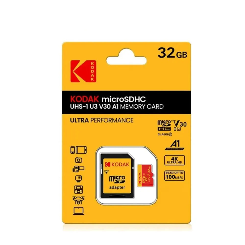 Tarjeta de memoria MicroSD KODAK roja Clase 10 de 32 GB, 64 GB, 128 GB y 256 GB, U3 4K de alta velocidad, tarjetas TF para teléfono.
