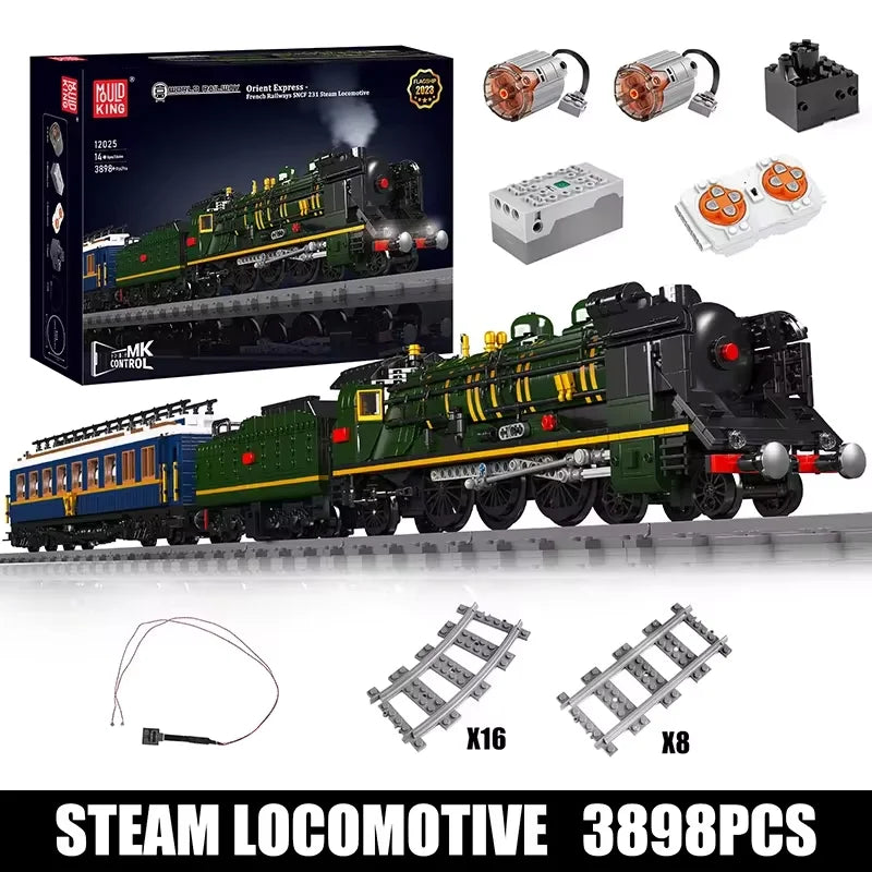Mould King 12025 Technical Car Building Block RC Motorized French Railways SNCF 231 Steam Locomotive Train Model Toys Kids Gift