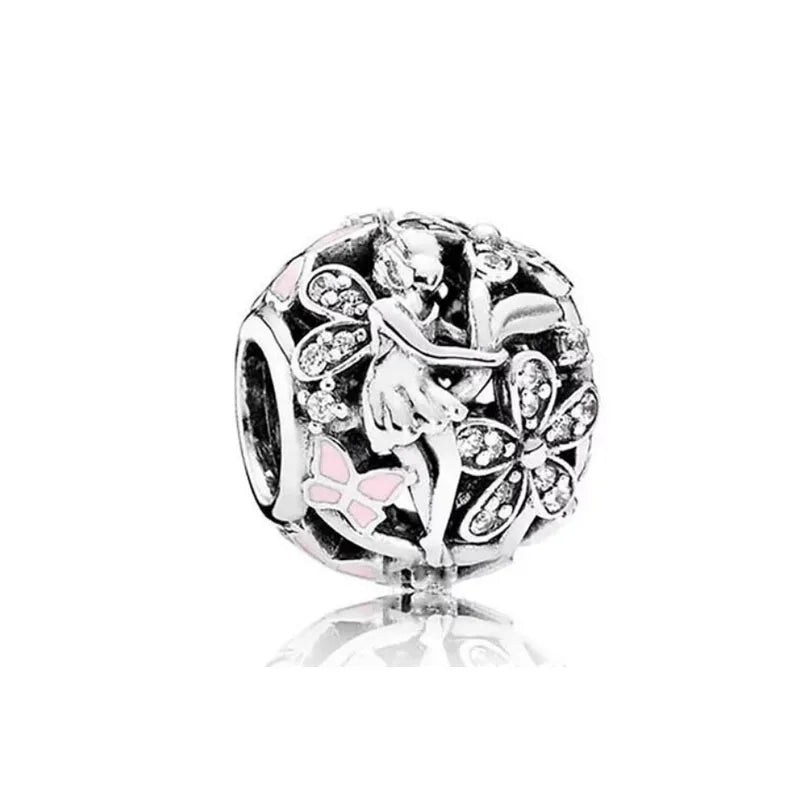 2024 New Spring Blue Flower Bird Pendant Diy Bead Fit European Bracelet 925 Sterling Silver Jewelry Accessories