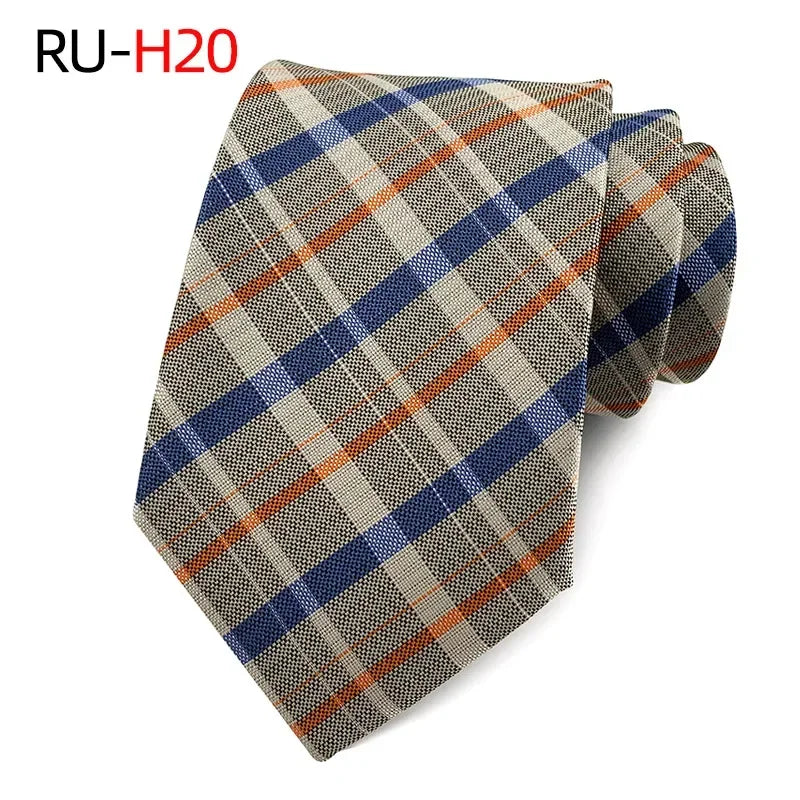 8cm Jacquard Woven Necktie for Men Classic Check Plaid Ties for Wedding Business Suit Gravatas Para Homens Accessories