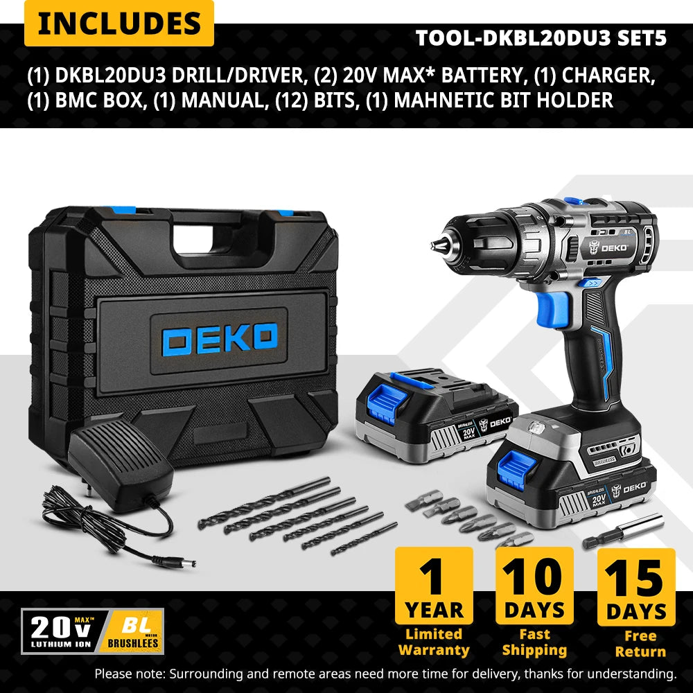DEKO - Minidestornillador eléctrico inalámbrico de 20 V con llave de impacto de 350 Nm para bricolaje en casa.