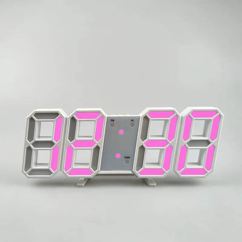 3D LED Digital Alarm Clock Wall Clock, Desk Alarm Clock,Time/Date/Temperature for Home/ Kitchen/Office