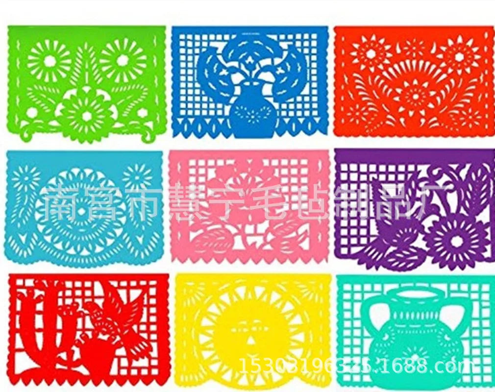 Mexican Theme Party Favors Decoration Pattern Square Banner Decorated Felt Flags Day of The Dead Banner Birthday Decoration