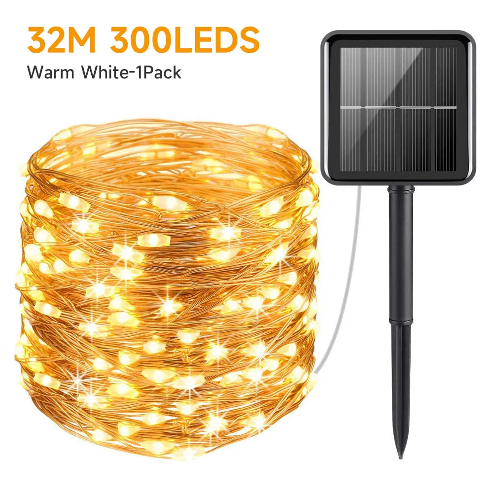 Solar Light Outdoor Waterproof 50/100/200/300 LED Lamp String For Holiday Christmas Party Fairy Lights Garden Garland