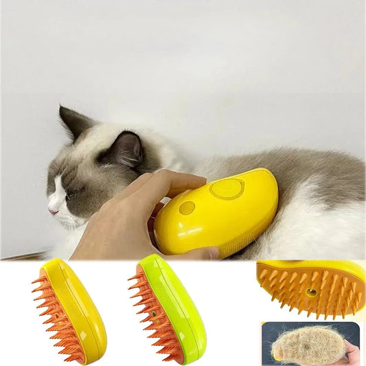 Cepillo de vapor para gatos y perros, rociador eléctrico de agua, peine para gatitos y mascotas, de silicona suave, cepillo de baño para gatos, suministros de aseo