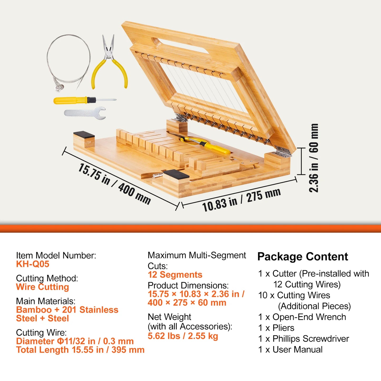 VEVOR Soap Cutter Cut 1-12 Bars Precisely and Accurately Cut 1 Inch Bars Bamboo Soap Slicer With Steel Wire Multi Handmade Soap