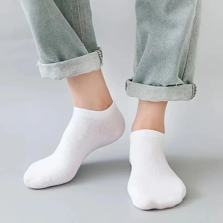 8/10 pairs of men's boat socks for business sports, sweat absorption, mature summer, autumn, solid color, no pilling, versatile