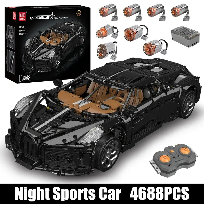 Mould King 13163 Technical Car Building Block Remote Control La Voiture Noire Sport Racing Car Model Toys Kids Christmas Gift