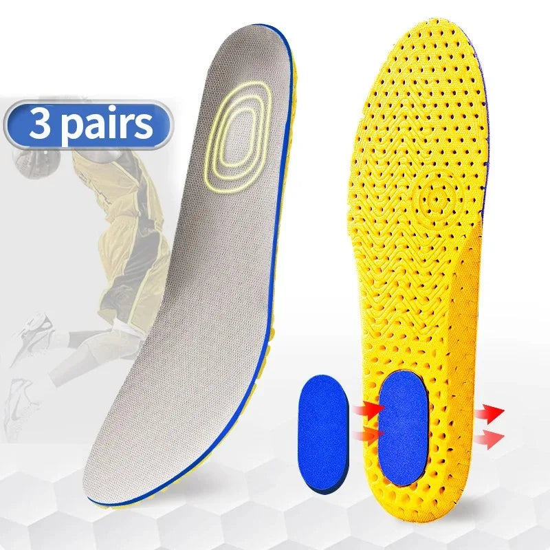 3 Pairs Cushioned Comfortable Breathable Memory Foam Sports Insoles For Both Men And Women