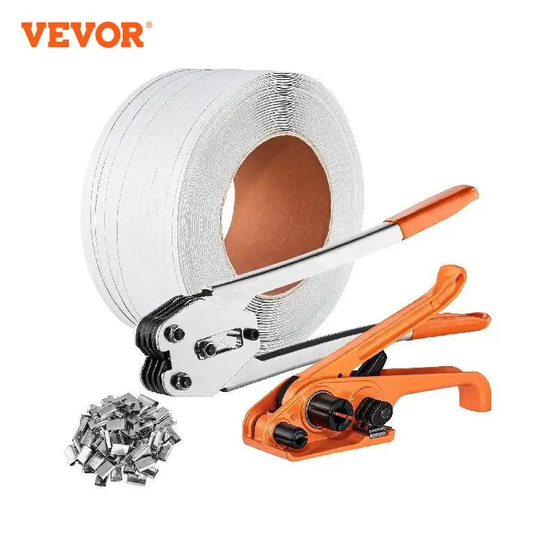Kit de flejado para embalaje de palés VEVOR con tensor y sellador de flejes, 100 m de fleje de PP, 100 sellos metálicos para cinta de embalaje.