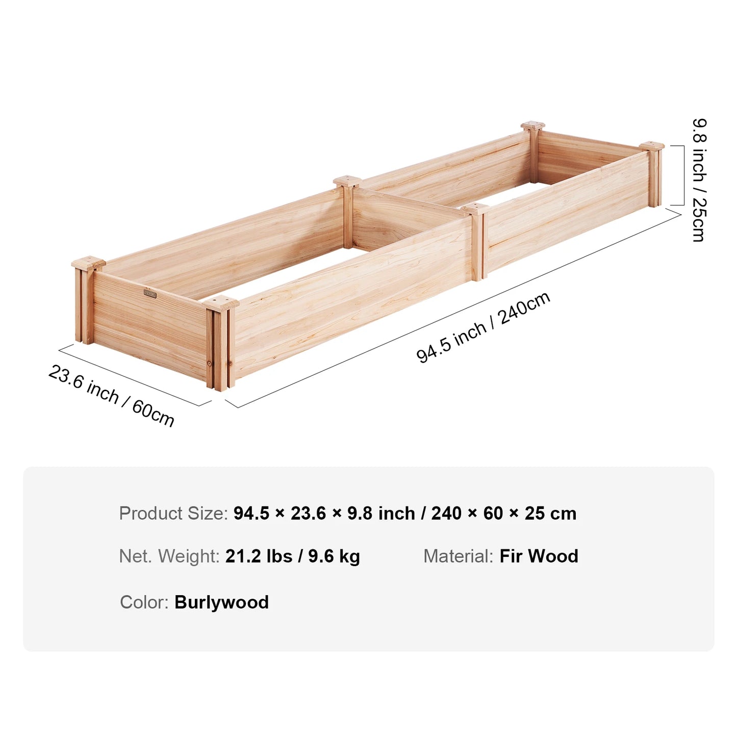 VEVOR Wooden Raised Garden Bed Planter Box Elevated/Floor w/ Whole Kit and Drainage System for Planting Flower Vegetable Herb