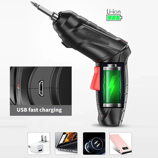 Destornillador eléctrico inalámbrico, batería de litio recargable, minitaladro de 3,6 V, juego de herramientas eléctricas para mantenimiento del hogar y reparación.