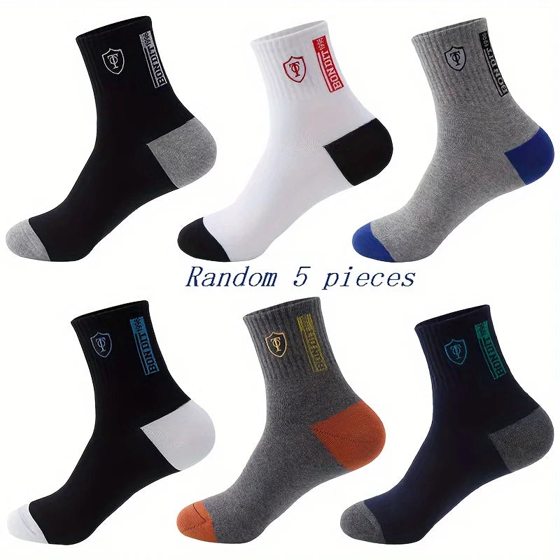 5PCS Set Mens Ultra Breathable Stylish Sports Socks for High Performance Basketball Football Fashion Multipack