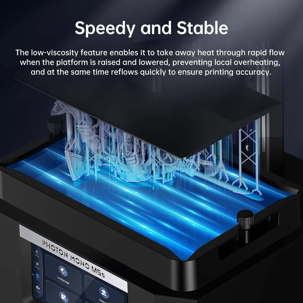 Resina UV de alta velocidad ANYCUBIC de baja viscosidad y velocidad de impresión 5 veces mayor para impresora 3D LCD Photon Mono M5S
