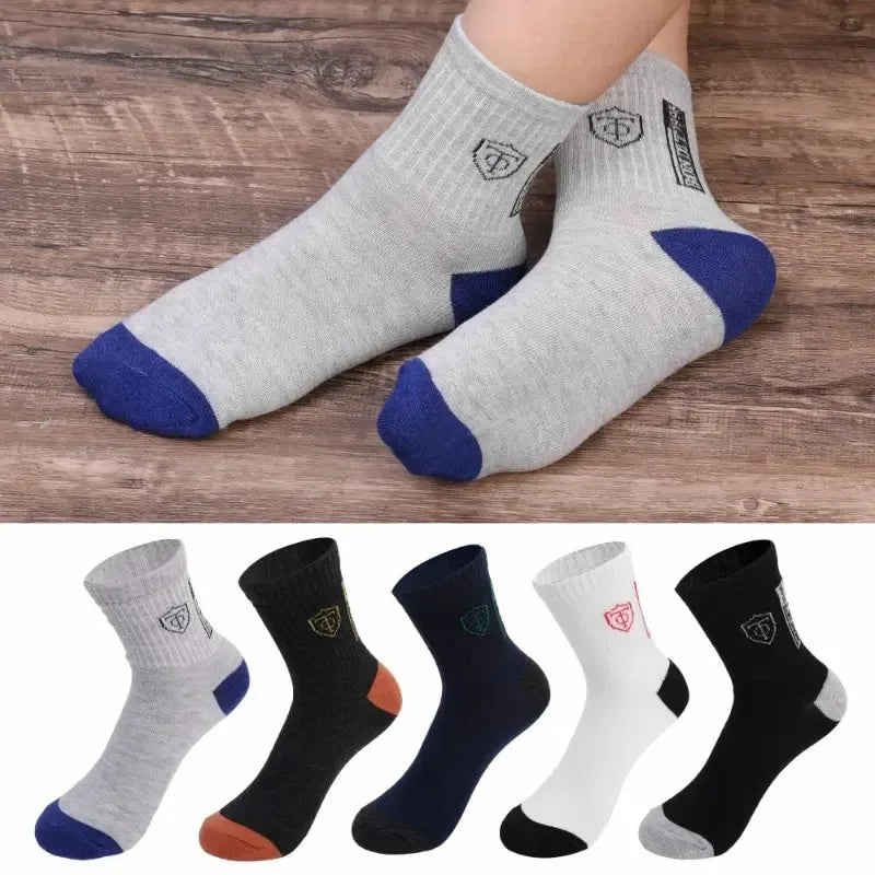 5 pares de medias deportivas de algodón transpirables para hombre, de fibra de bambú, para otoño e invierno, con desodorante y absorción del sudor.