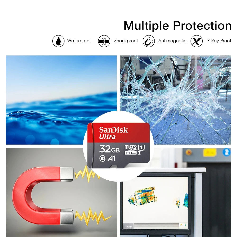 Tarjeta de memoria micro SD Sandisk Ultra Micro TF de 32 GB, 64 GB, 128 GB y 256 GB de alta velocidad C10. Tarjeta de memoria flash SD/TF miniSD para teléfono.