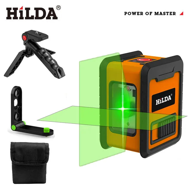 HILDA 2 Lines Laser Level Self Levelling Green Beams Laser Horizontal & Vertical Cross-line