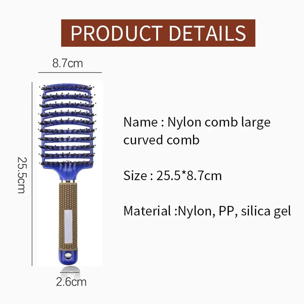 Cepillo para el cabello, peine para desenredar, cepillo para el cabello con cerdas y nailon, peine de masaje húmedo para mujeres, herramientas de peluquería para rizos.