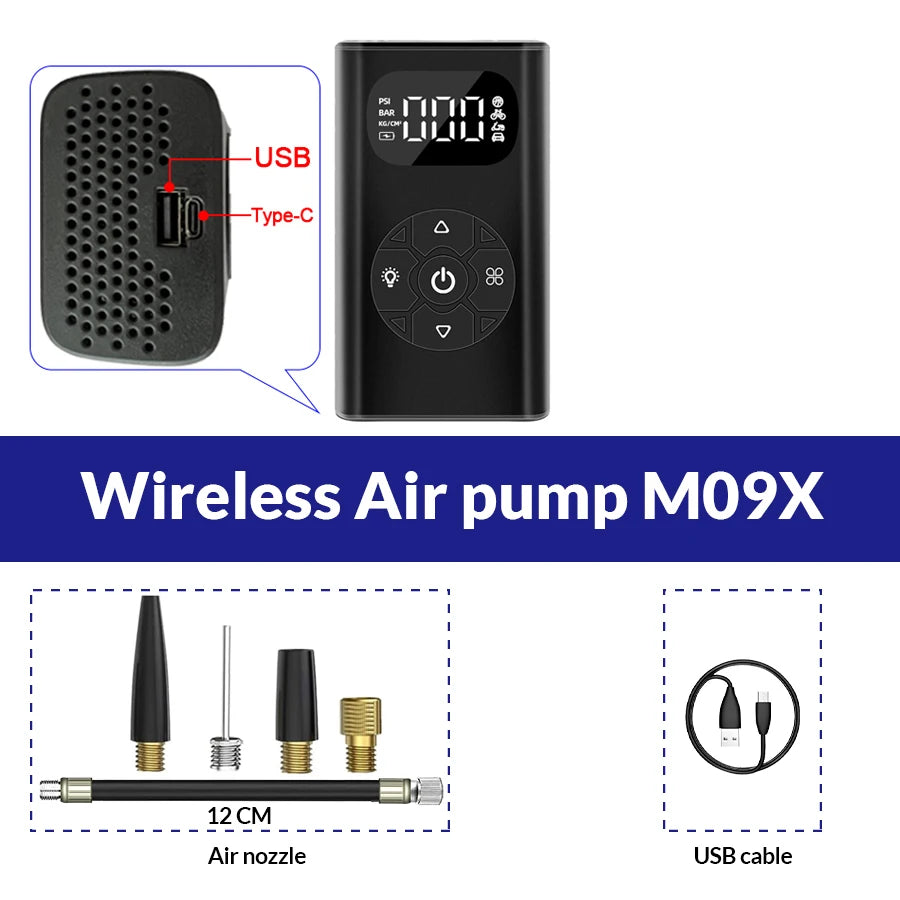 E-ACE 6000mAh 150 PSI Wireless Air Pump ABS Mini pump Rechargeable Portable Inflator USB Car Accessories