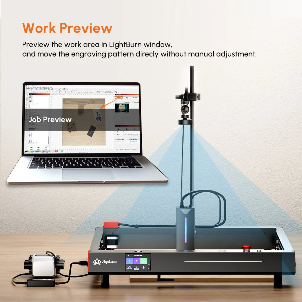 Cámara AlgoLaser ALSC1.0 Lightburn para máquina de grabado láser. Posicionamiento preciso. Cámara industrial HD. Compatible con la mayoría de las máquinas.