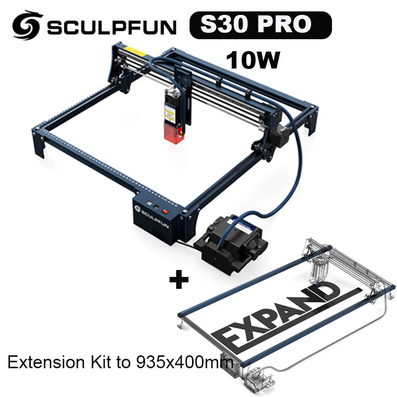 SCULPFUN S30 PRO 10W Laser Engraver with Automatic Air-assist System with Honeycomb/Roller Engraving Machine 410x400mm Area