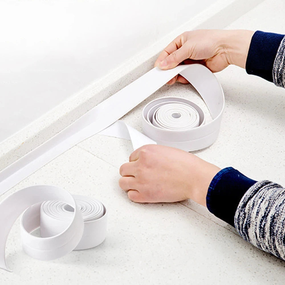 1 unidad de pegatinas de pared impermeables para baño, cintas de sellado de PVC, tiras de sellado adhesivas, cinta para bordes de fregadero, accesorios de cocina y baño.