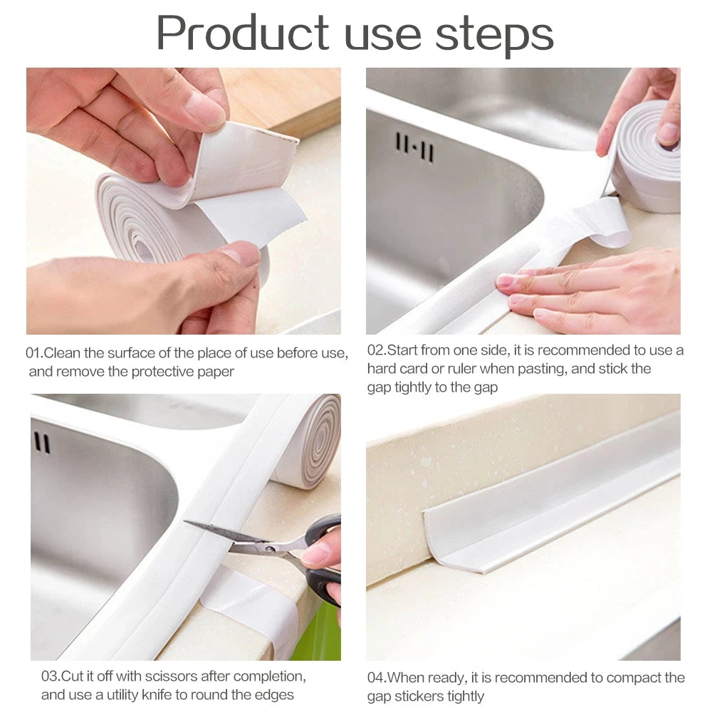 1 unidad de pegatinas de pared impermeables para baño, cintas de sellado de PVC, tiras de sellado adhesivas, cinta para bordes de fregadero, accesorios de cocina y baño.