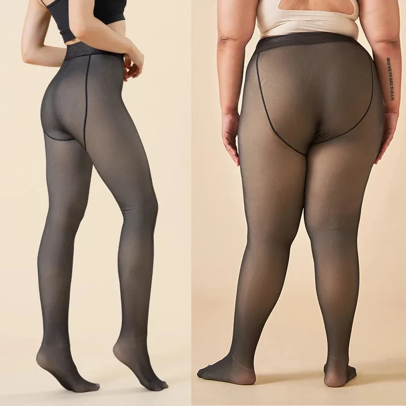 Medias térmicas de invierno para mujer, cálidas, de forro polar, elásticas, translúcidas, ajustadas, de terciopelo, gruesas, sexys, de cintura alta.
