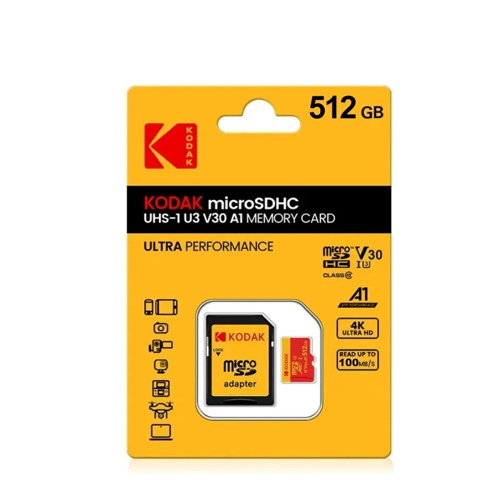 Tarjeta de memoria MicroSD KODAK roja Clase 10 de 32 GB, 64 GB, 128 GB y 256 GB, U3 4K de alta velocidad, tarjetas TF para teléfono.