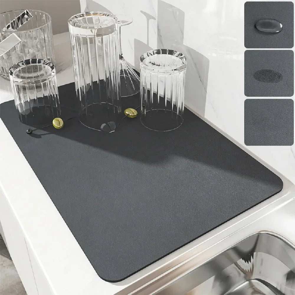 Absorbent Coffee Mat, Solid Color Placemat, Bottle Cutlery, Placemat, Kitchen Cutlery, Drying Mat, Floor Carpet Placemat