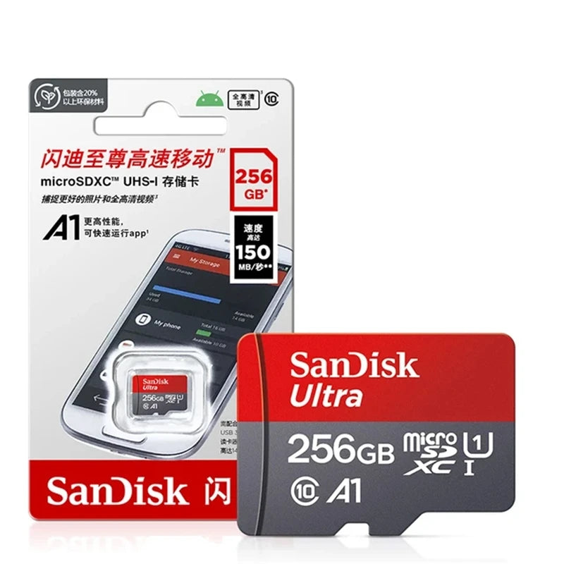 Tarjeta de memoria micro SD Sandisk Ultra Micro TF de 32 GB, 64 GB, 128 GB y 256 GB de alta velocidad C10. Tarjeta de memoria flash SD/TF miniSD para teléfono.