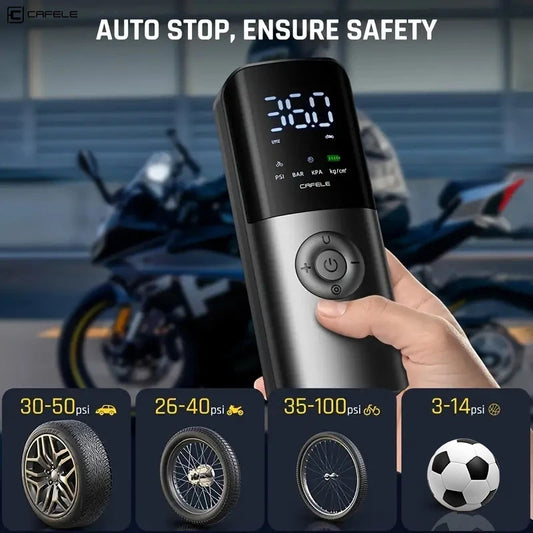 Bomba de aire inalámbrica para coche, inflador electrónico automático de neumáticos portátil de alta presión con linterna, 4000 mAh, 150 PSI, compresor de aire