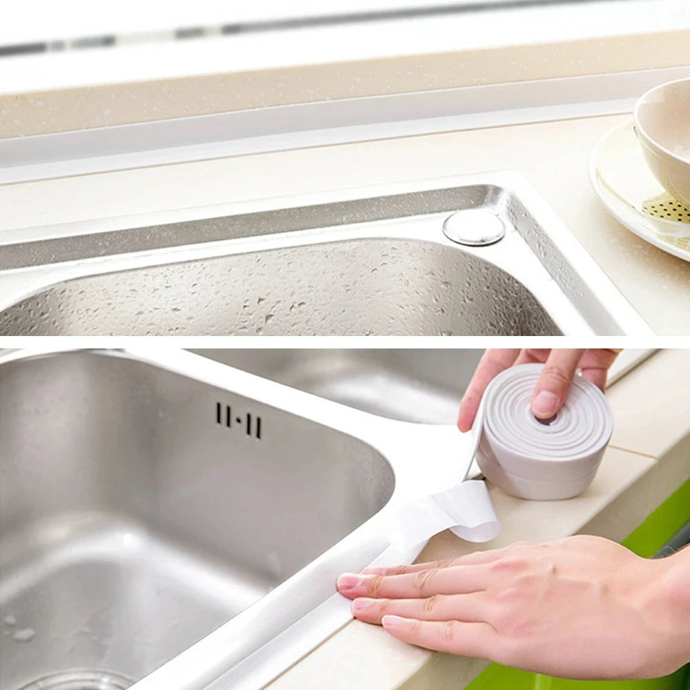 1 unidad de pegatinas de pared impermeables para baño, cintas de sellado de PVC, tiras de sellado adhesivas, cinta para bordes de fregadero, accesorios de cocina y baño.