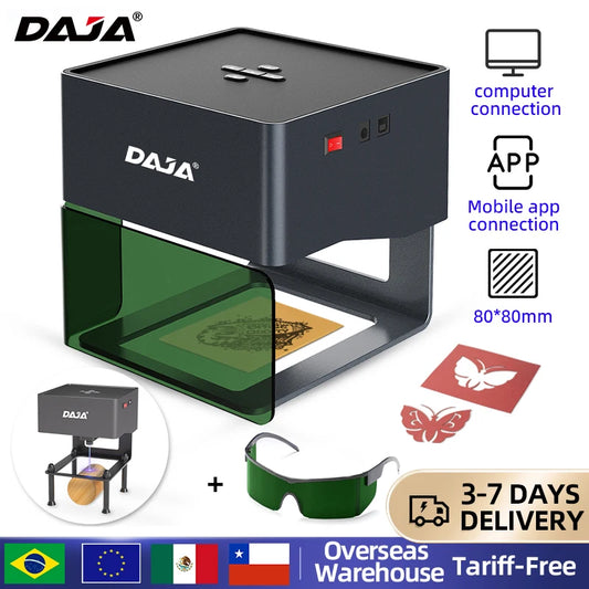 Mini grabador láser portátil DAJA DJ6, máquina de bricolaje con Bluetooth para etiquetas de identificación, papel, cuero, madera y plástico, máquina CNC para logotipos.