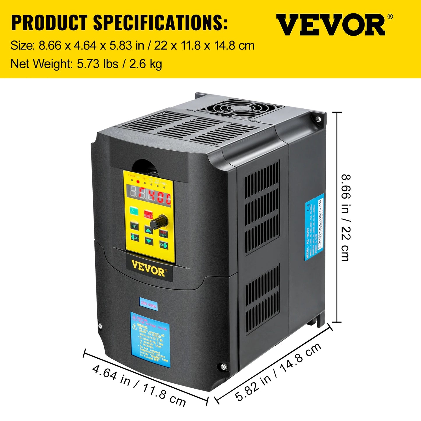 VEVOR 2.2/3/4/7.5KW VFD Frequency Inverter 110V/220V 1/3P Input 3P Output Variable Frequency Drive CNC Motor Inverter Converter