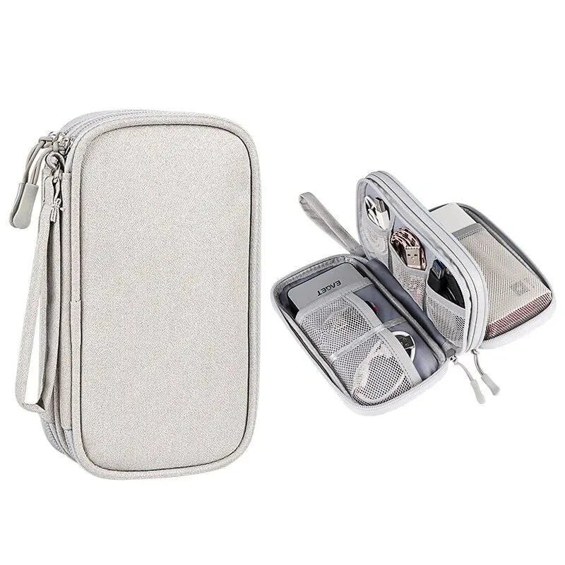 Bolsa organizadora portátil para almacenamiento de productos digitales de viaje, bolsa multicapa para cables de auriculares, bolsa para cargar cables de datos USB