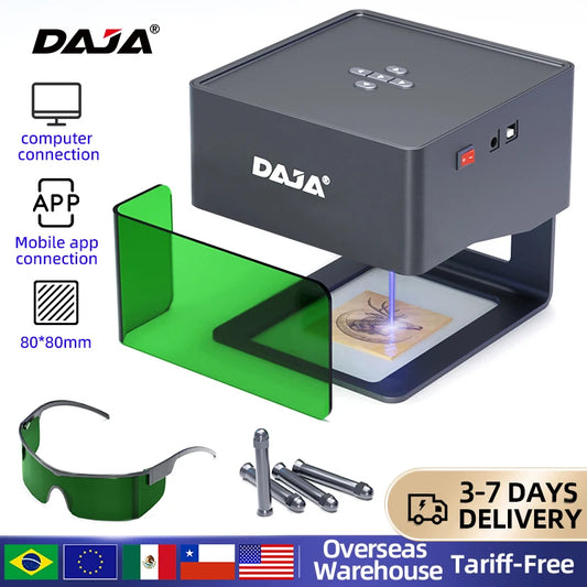 Grabadora láser DAJA CNC DJ6, máquina de grabado láser de 3000 mw, rápida, miniimpresora, cortadora, marca de logotipos, carpintería, madera y vidrio.