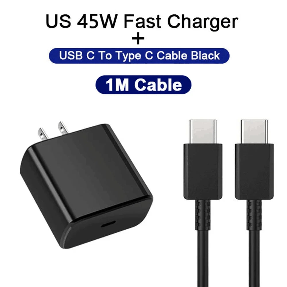 PD 45W USB C Charger Super Fast Charging Adapter For Samsung Galaxy S22 S23 S24 Ultra Note 20 Mobile Phone Charger Type C Cable