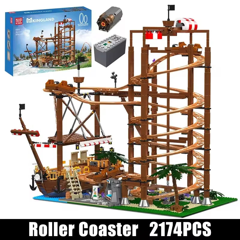Mould King 11013 Roller Coaster Building Block The Motorized Double Helix Roller Coaster Bricks Toys Model Kids Christmas Gift