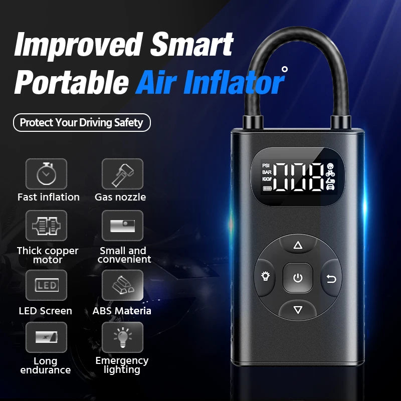 E-ACE 6000mAh 150 PSI Wireless Air Pump ABS Mini pump Rechargeable Portable Inflator USB Car Accessories