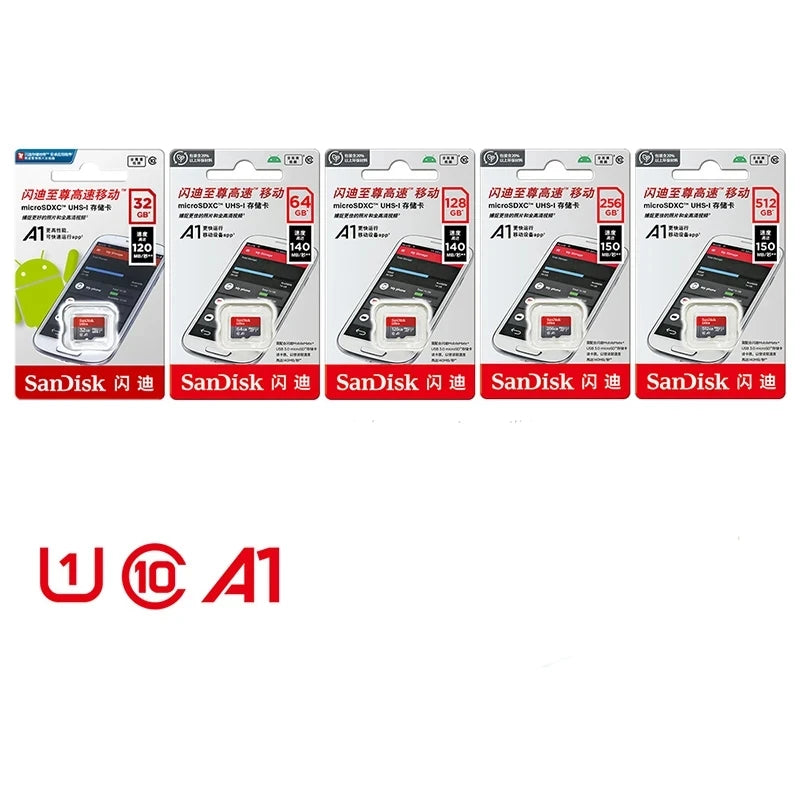 Tarjeta de memoria micro SD Sandisk Ultra Micro TF de 32 GB, 64 GB, 128 GB y 256 GB de alta velocidad C10. Tarjeta de memoria flash SD/TF miniSD para teléfono.