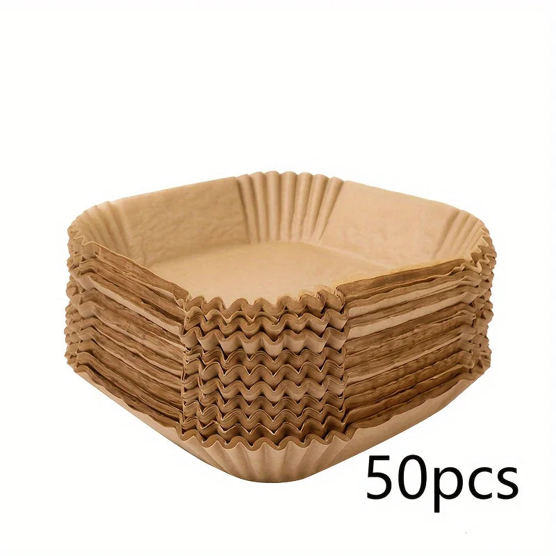Papel especial para freidora de aire, papel de silicona absorbente de aceite, almohadilla especial para alimentos, platos de papel para el hogar, 50/100 unidades