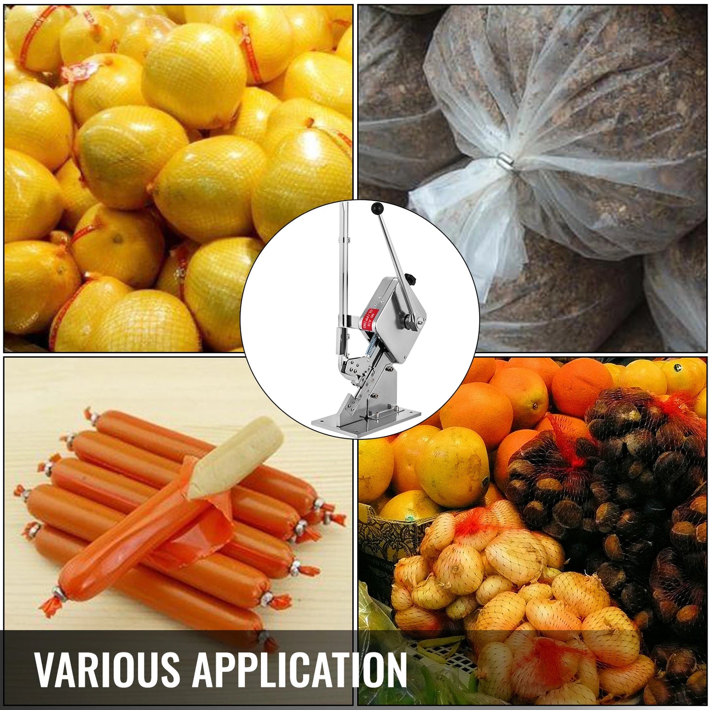 VEVOR - Cortadora de salchichas en forma de U, manual, para bolsas de plástico, flejadora, para supermercados, panaderías y herramientas de envasado de carne.