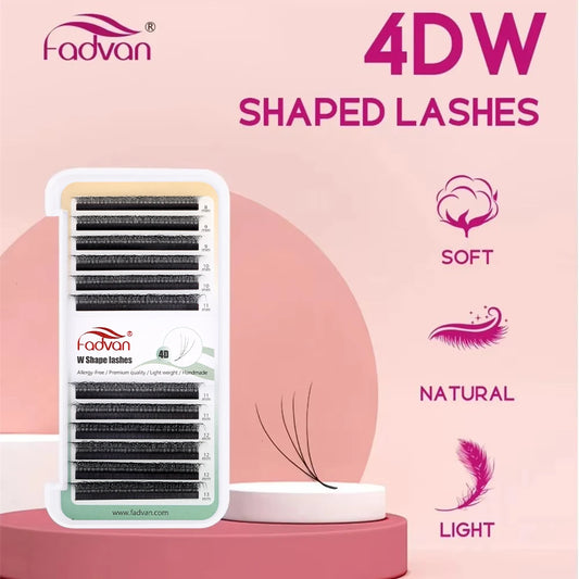 Extensiones de pestañas Fadvan 4D W con forma de abanico, volumen prefabricado, estilo suave, visón, fáciles de embellecer, pestañas postizas naturales