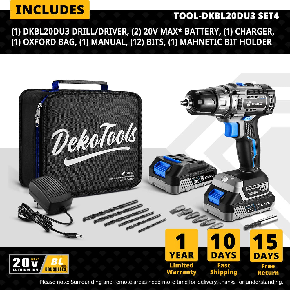 DEKO - Minidestornillador eléctrico inalámbrico de 20 V con llave de impacto de 350 Nm para bricolaje en casa.